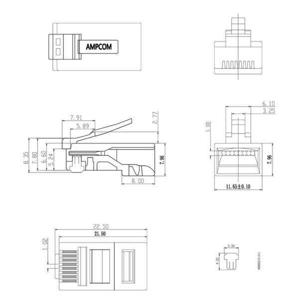 Anmck CAT6 UTP RJ45 Modular Plug Connector 8P8C Crimp End 10/1000Mbps Ethernet Cable Ethernet Connector - Image 6