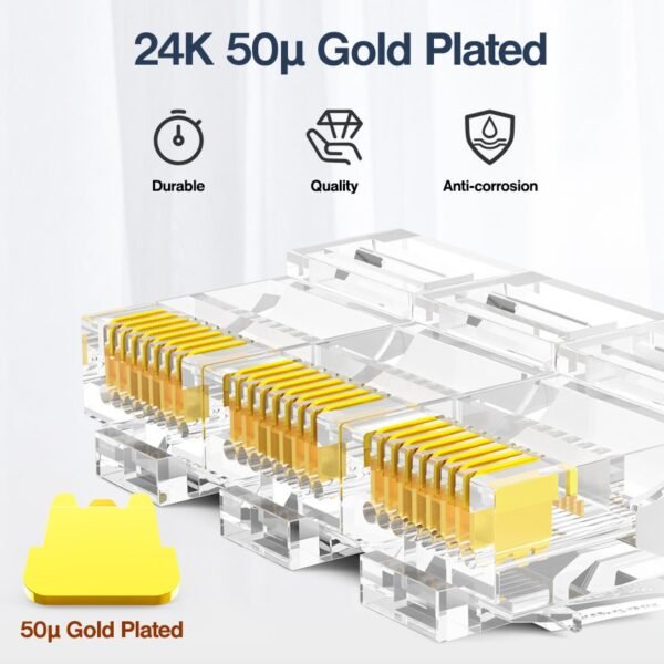 Anmck CAT6 UTP RJ45 Modular Plug Connector 8P8C Crimp End 10/1000Mbps Ethernet Cable Ethernet Connector - Image 3